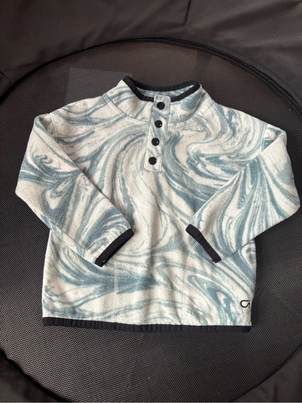 GAP Blue Marble-Print Long Sleeve Henley Sweatshirt